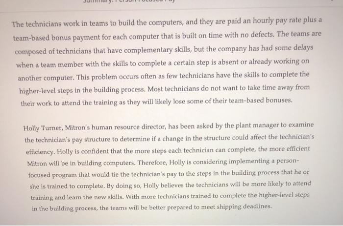 Case 1: Person-Focused Pay at Mitron Computers