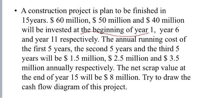 A construction project is plan to be finished in