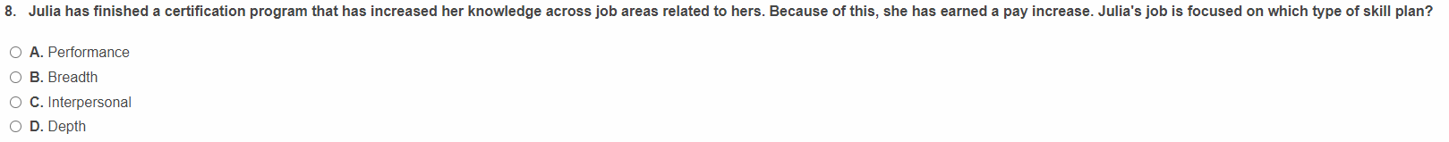 A. Performance B. Breadth C. Interpersonal D.