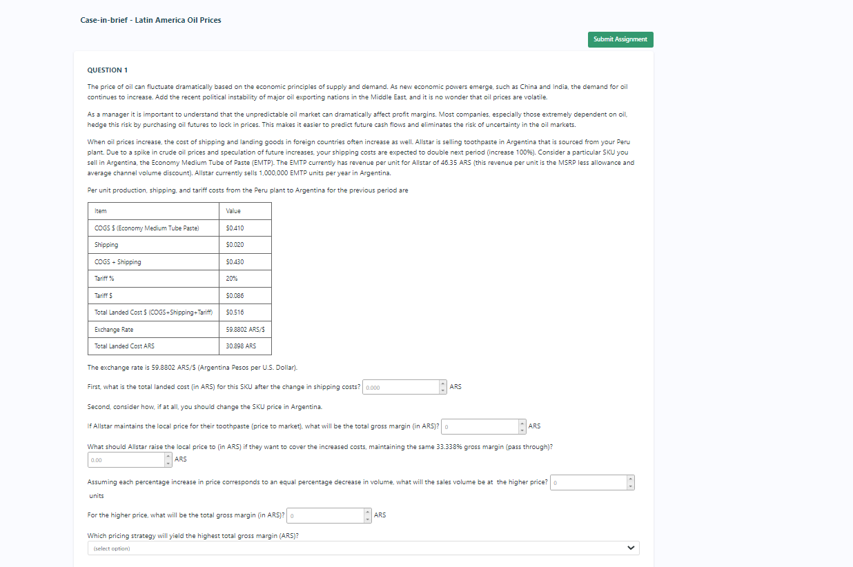 QUESTION 1 The price of oil can fluctuate