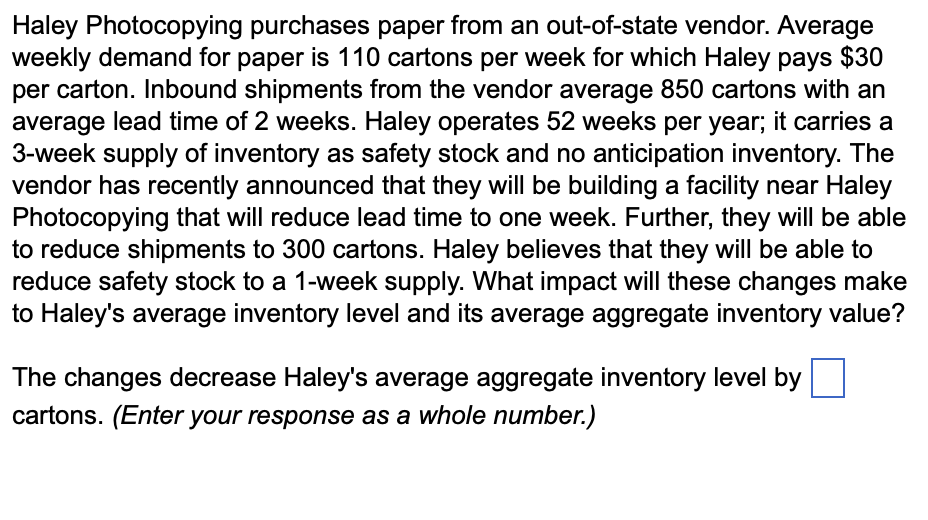 Haley Photocopying purchases paper from an