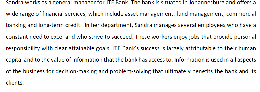 question 1. JTE Banks success is largely