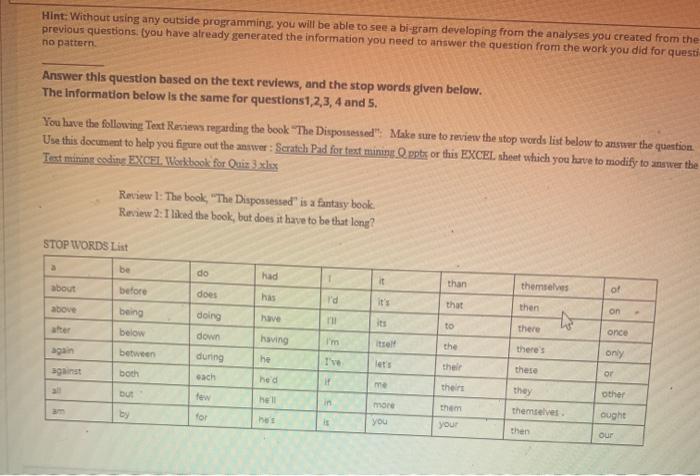 Question from your analye Tree or False if you