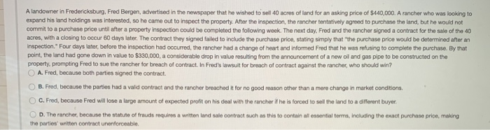 A landowner in Fredericksburg, Fred Bergen,