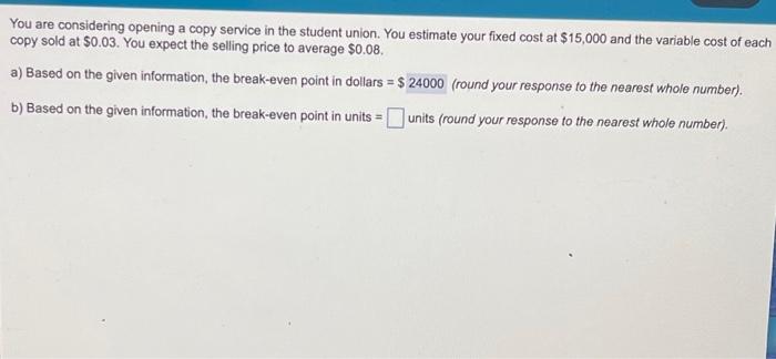 can you answer B.) You are considering opening a