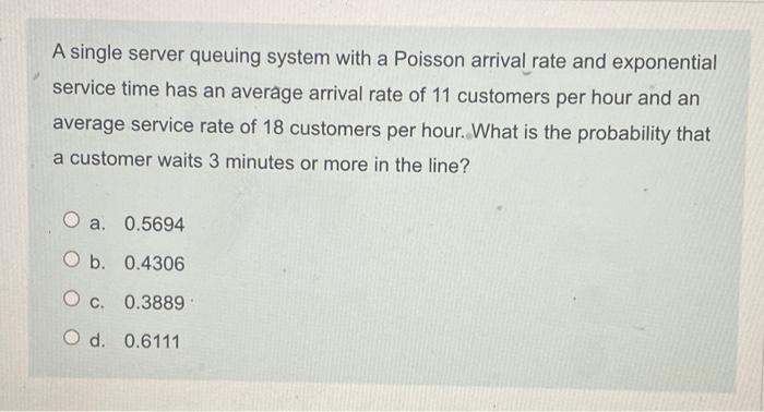 Q22 A single server queuing system with a Poisson