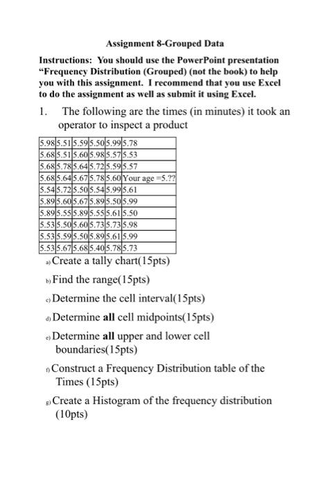 Assignment 8-Grouped Data Instructions: You