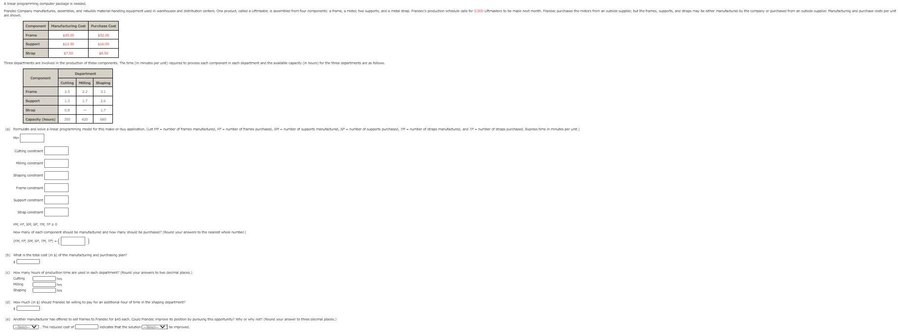 A linear programming computer package is needed.