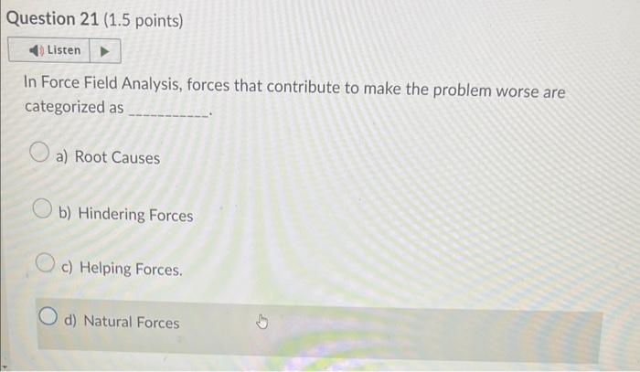 In Force Field Analysis, forces that contribute