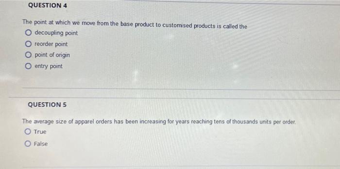 The point at which we move from the base product