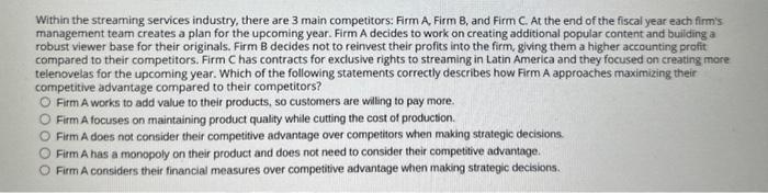 Within the streaming services industry, there are