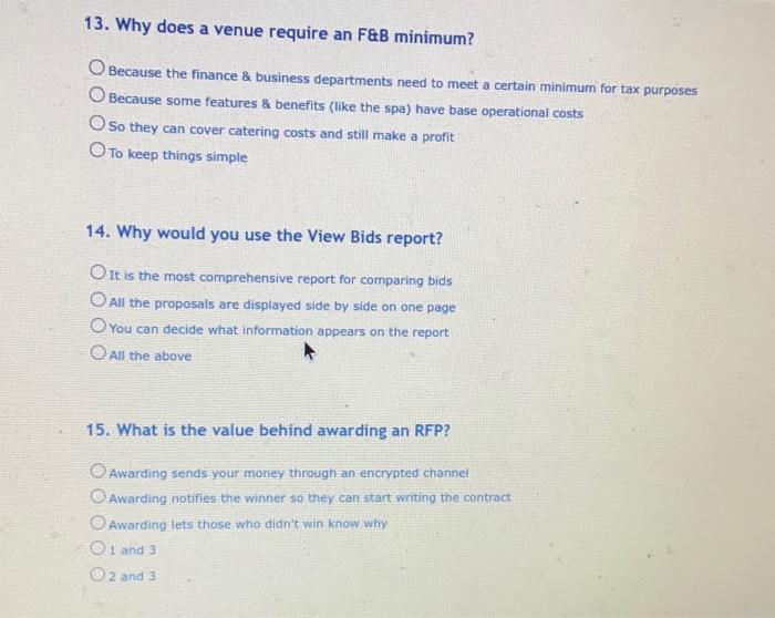 13. Why does a venue require an F&B minimum?