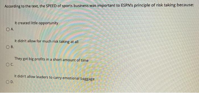 According to the text, the SPEED of sports