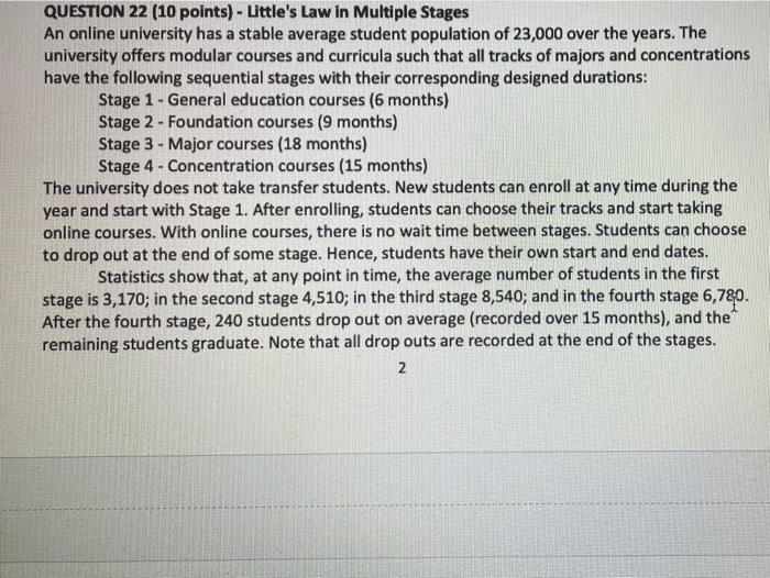 please answer a-h! QUESTION 22 (10 points) -