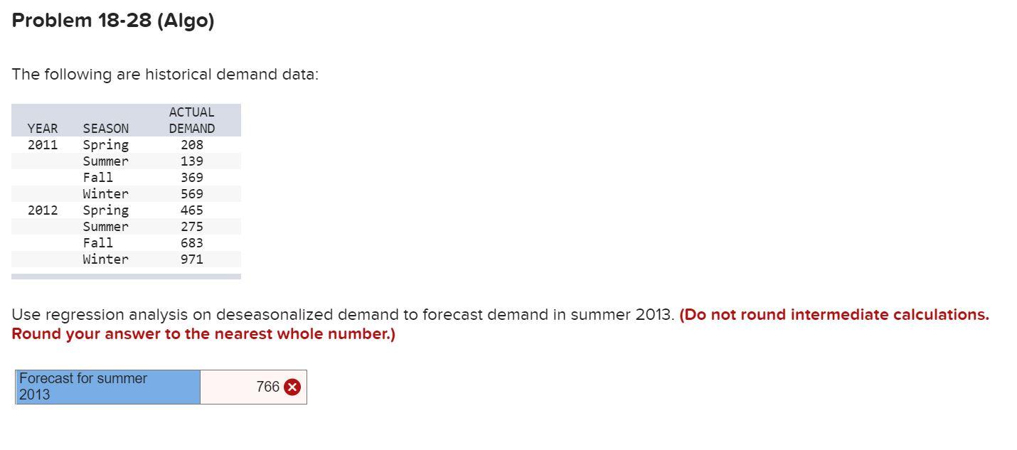 Problem 18-28 (Algo) The following are historical