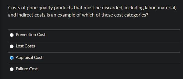 help please Costs of poor-quality products that
