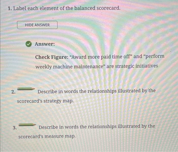 1. Label each element of the balanced scorecard.