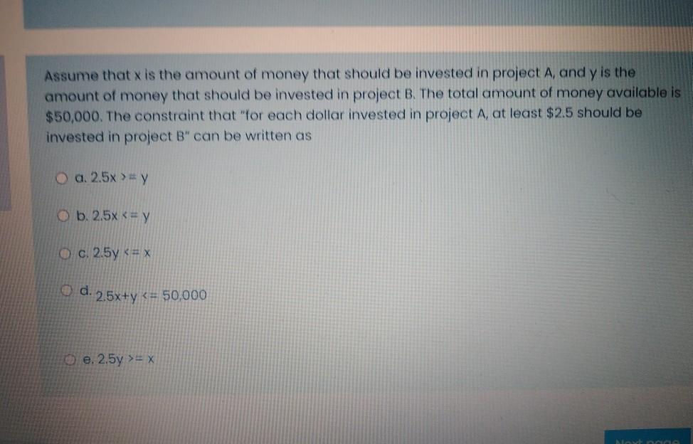 Assume that is the amount of money that should be