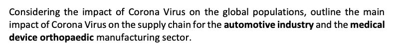 Considering the impact of Corona Virus on the