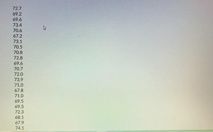 Given the following measures from a new process