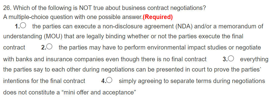 26. Which of the following is NOT true about