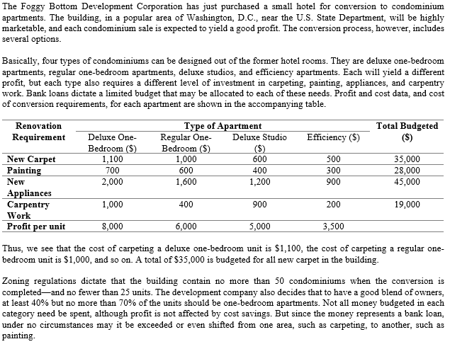 (a) Formulate Foggy Bottom Development