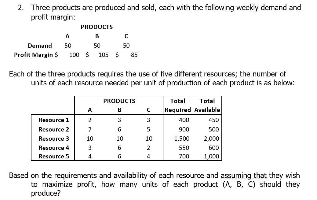 1. Consider the following workstation capacities.