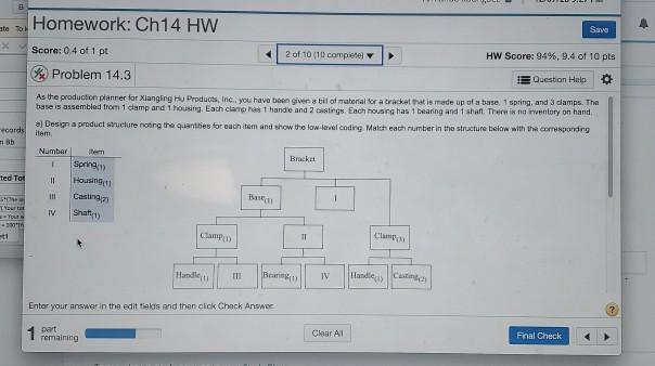 3 te Homework: Ch14 HW . Savo Score: 0.4 of 1 pt