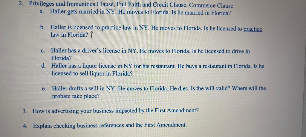 2. Privileges and Immunities Clause, Full Faith