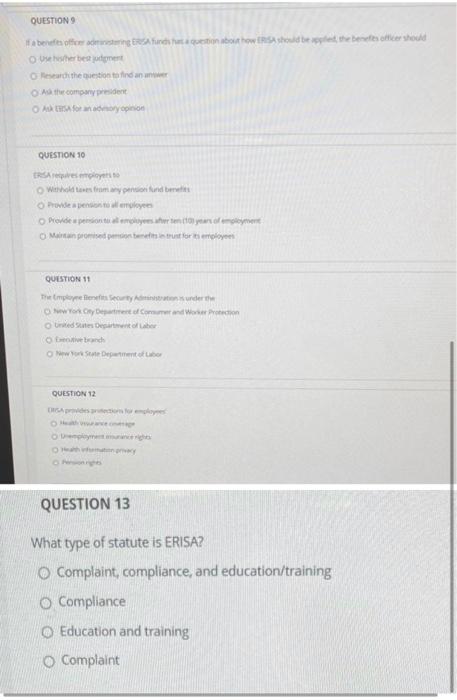 QUESTIONS A fiduciary duty obligates the benefits
