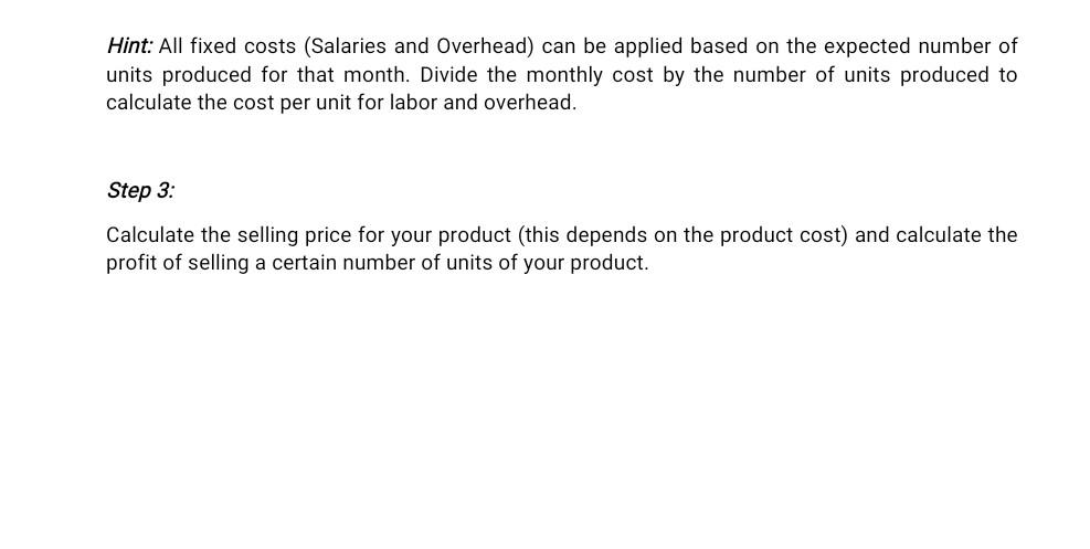 please solve it with full steps Product Costing