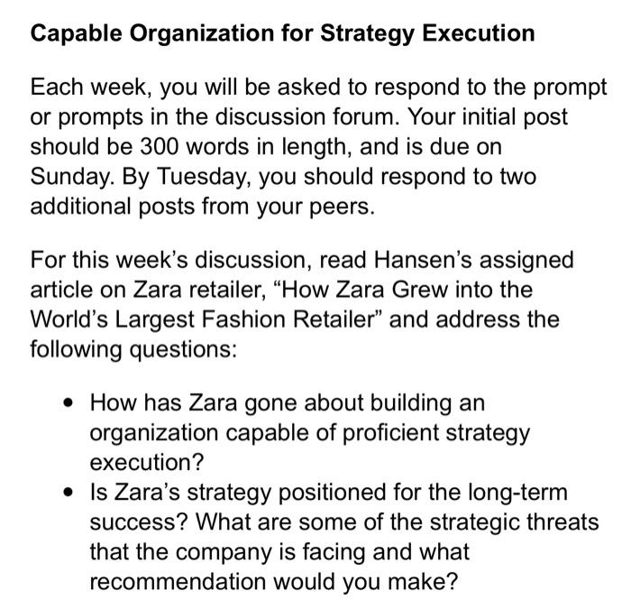 Capable Organization for Strategy Execution Each