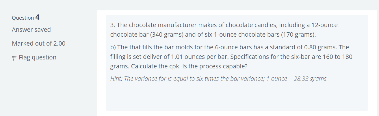 Question 4 Answer saved Marked out of 2.00 Flag