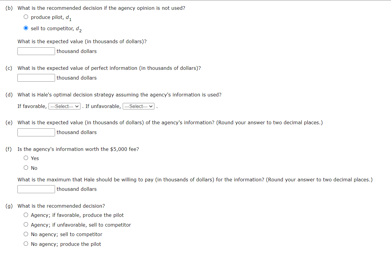 100,000 . Hale's decision alternatives and