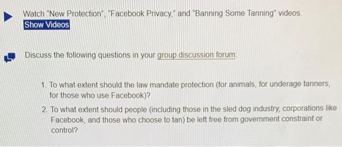 Watch New Protection":"Facebook Privacy," and