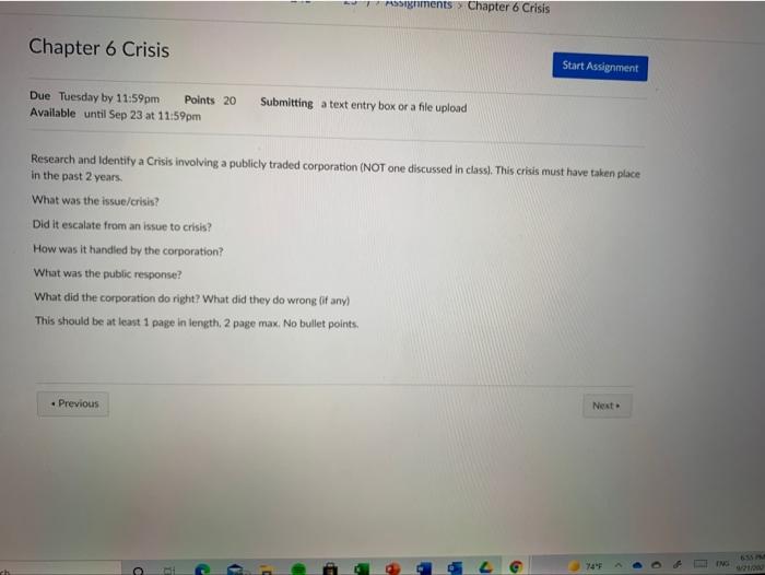 Msignments Chapter 6 Crisis Chapter 6 Crisis