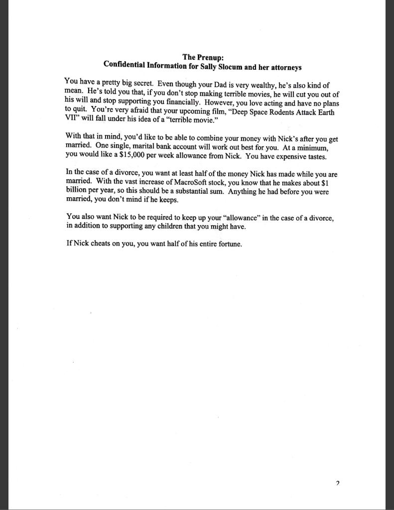 Note: I need negotiation for Sally Slocum side.