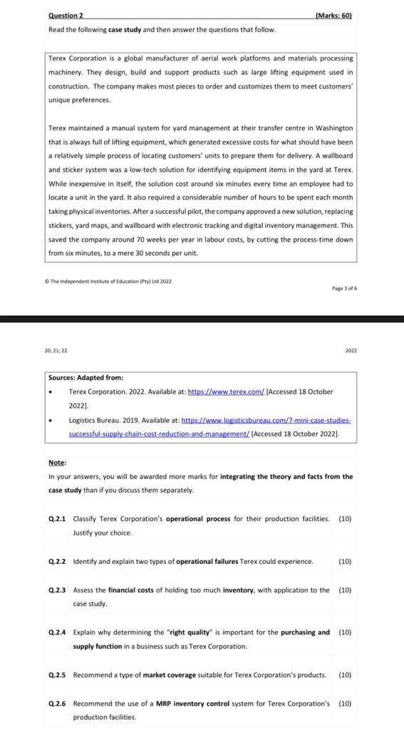 Question 2 (Marks: 60) Read the following case