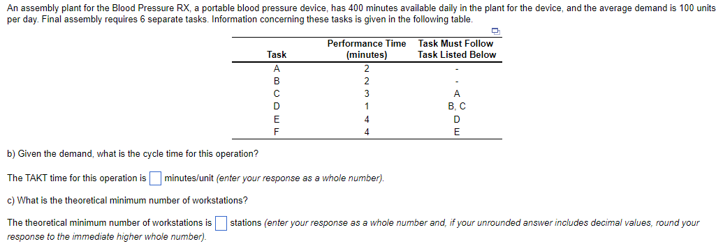 b) Given the demand, what is the cycle time for