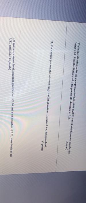 13 (2) Specification limits for some process me