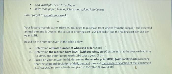 as a Word file, or an Excel file, or solve it on