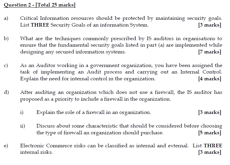 Module : Information Systems Audit and Controls