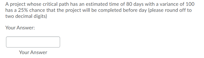 A project whose critical path has an estimated