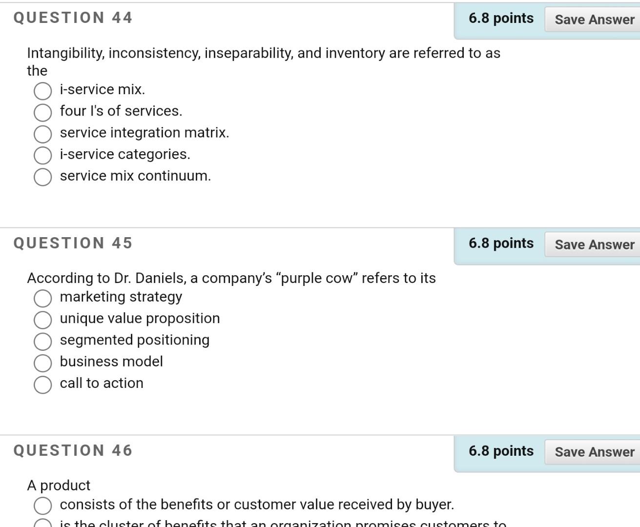 Intangibility, inconsistency, inseparability, and