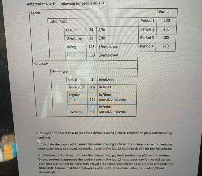 Reference: Use the following for problems 1-3.
