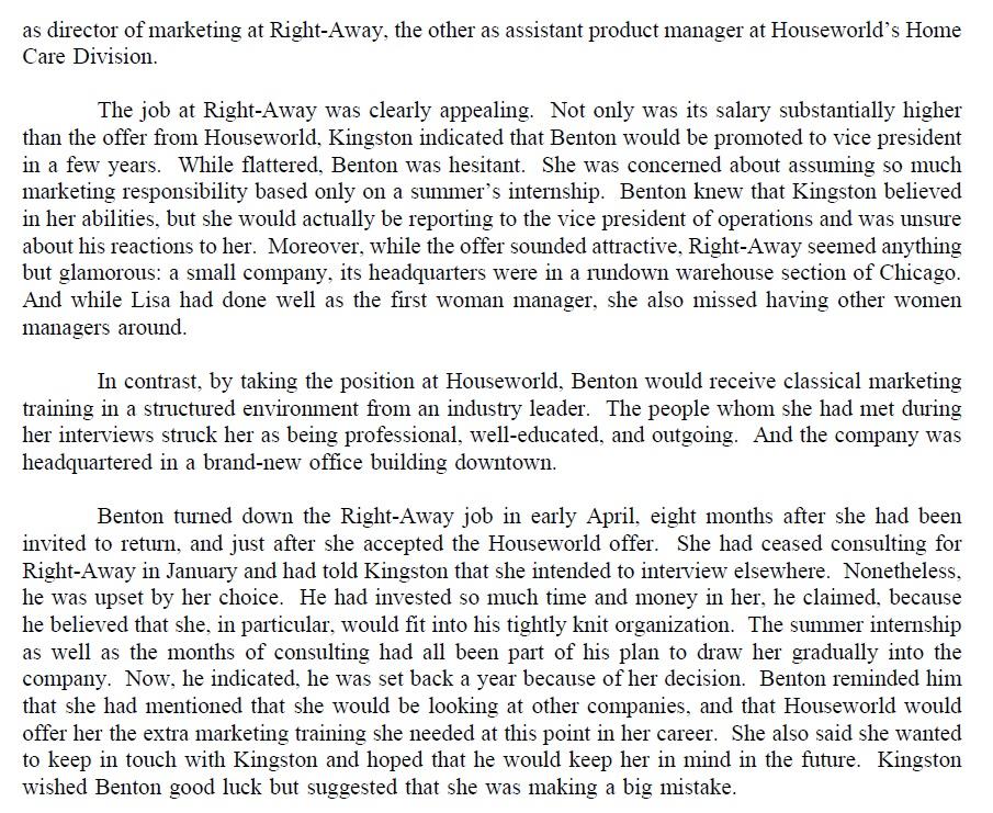 Lisa Benton (A) Case Study (OB, HR Management and