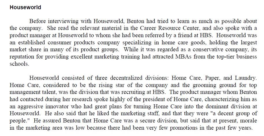 Lisa Benton (A) Case Study (OB, HR Management and