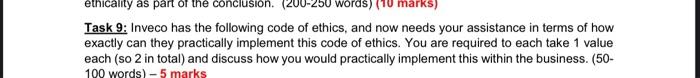 task 9 ethicality as part of the conclusion.