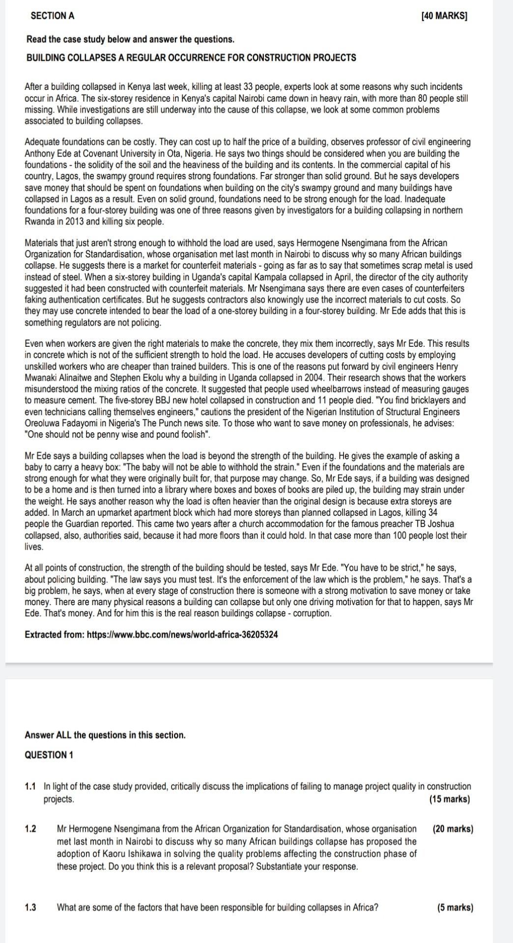 Read the case study below and answer the