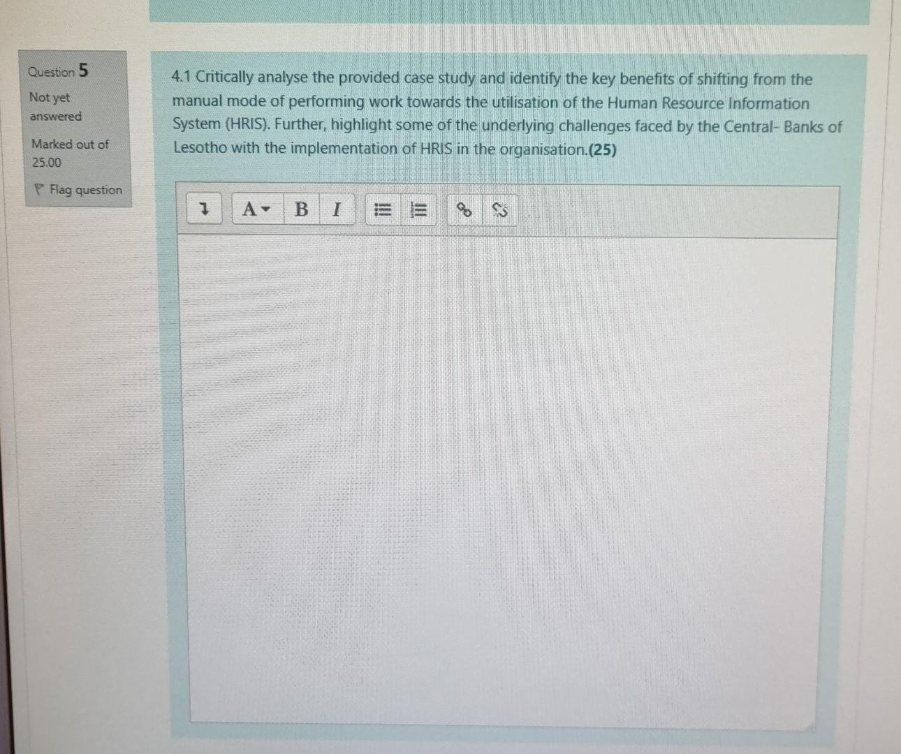 4.1 Critically analyse the provided case study